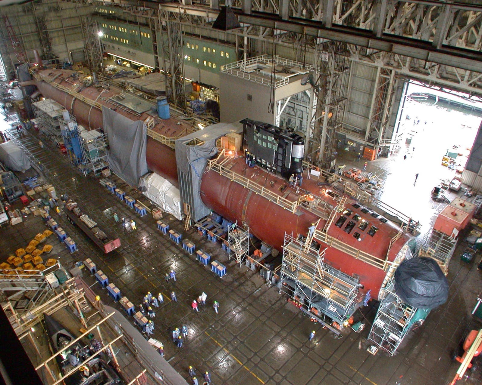 The Virginia-class submarine SSN 774 under construction inside the General Dynamics Electric Boat shipyard in Groton, Connecticut.
