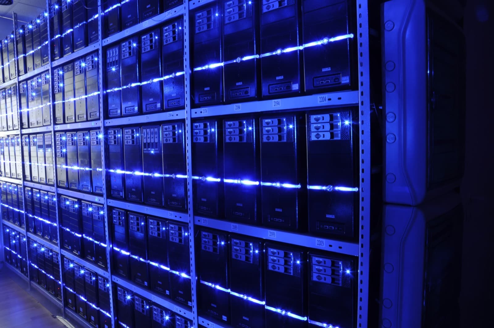 Server racks in a corporate data center